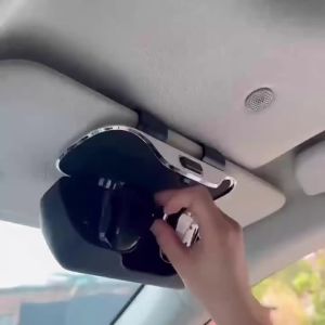 Car Sun Visor Glasses Case One-Hand Operation Racing Style Car Glasses Box Anti-Scratch Velvet Interior Car Interior Accessory