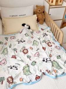Ice Silk Knitted Cotton Summer Quilt for Kindergarten Childrens Nap Blanket Baby Air Conditioner Thin Quilt Cool Sensation