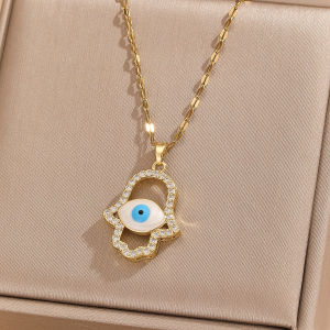 Mặt Dây Chuyền Mắt Quỷ Mạ Vàng 18k Với Mặt Đá Zircon Hình Giọt Dầu Cọ Dành Cho Nam Và Nữ Trang Sức Thời Trang Nhiều Màu Sắc
