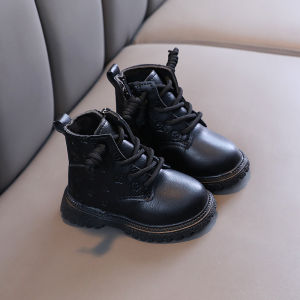 รองเท้าเด็กวัยหัดเดินรองเท้าเด็กผู้หญิงรองเท้าบูทสั้นสำหรับทารก1-3-5ขวบ4ขวบแบบฤดูใบไม้ร่วงและฤดูหนาวรองเท้าบูทหนังเด็กผู้หญิงรองเท้าผ้าฝ้ายบุขนสำหรับเด็กเล็ก