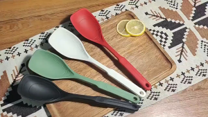 Multi-functional Silicone Spatula Spoon Heat Resistant Soup Spoon with Scale Reusable Non-stick Stir-Fry Spatula