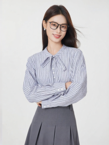 Korean College Style Round Collar Shirt for Interview and Office Wear