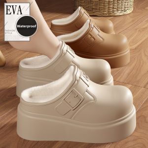 Molly | Thick Bottom Waterproof Warm Fur Lined Increasing Height Women Slippers 9cm