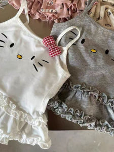 Ruffled Lace Patchwork Sleeveless Bowknot Girls Blouse