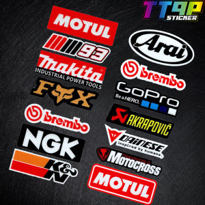 2 Sets Reflective Motorcycle Edge Strip Bike Helmet Stickers MOTUL Arai GoPro AKRAPOVIC NGK Fox Coca-Cola Element Decoration Waterproof Stickers For Yamaha Honda KTM Suzuki Ducati