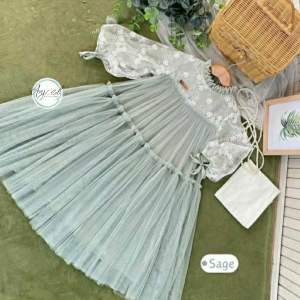 Dress Anak Perempuan Cantik Elegant Hanania Kids Bahan Velvet Mix Tille Gamis Anak Perempuan Cantik Terbaru Usia 2-9 Tahun