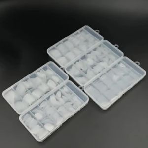 240pcs Transparent Almond Coffin Nail Tips Medium Short Length Full Matte Pure Color Soft Gel ABS False Nails Full Cover