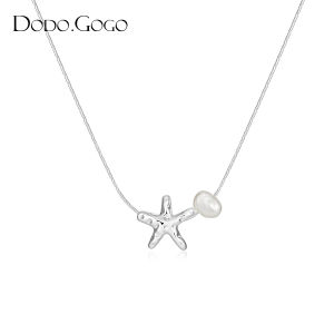 DODO.GOGO | DODOGOGO Unique Pearl Necklace for Women Elegant Star Accented Choker Necklace Versatile Fine Jewelry Fashionable Lockbone Chain