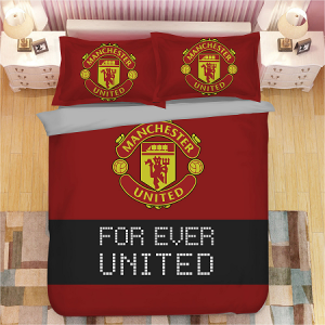 แมนเชสเตอร์ยูไนเต็ดฟุตบอลคลับที่กําหนดเองชุดเครื่องนอนแฟนกีฬาหอพักสามชิ้นผ้าคลุมเตียงผ้านวมปลอกหมอนผู้ชาย