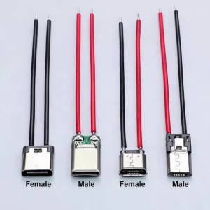 JCD 2Pin Micro USB Type C Male Female Jack Welding Wire Male Connector Straight For Mobile Phone Charging Port Charging Socket