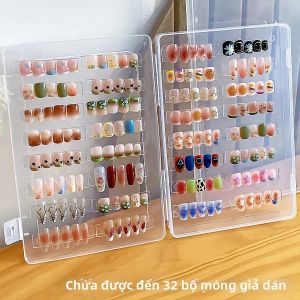Sổ Trưng Bày Móng Tay Giả 32 Bộ Kèm Bảng Đựng Trong Suốt Hộp Đựng Sơn Gel Kệ Trưng Bày Nail Art