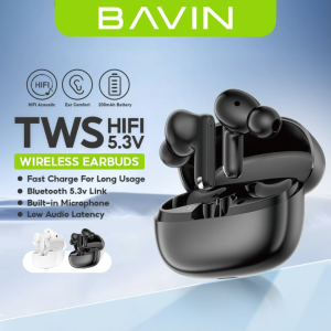 BAVIN BA100 Wireless Earbuds BT Hi-Res Audio & AI Translator 130+ Languages w/ Voice Assistant & Long Battery Life