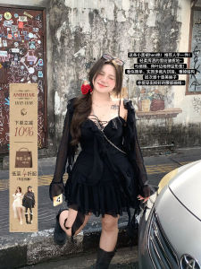 Spring Summer Anne Pure Desire Lace Trimmed Short Skirt Women plus Size Black Dress Set Sweet And Spicy Style A-Line Silhouette