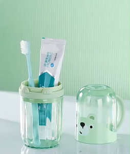DIY ที่ใส่แปรงสีฟันสำหรับเด็กพร้อมถ้วยบ้วนปาก มีที่จับ ลายการ์ตูนน่ารัก เหมาะสำหรับการเดินทาง สวนสนุก โรงเรียน ท่องเที่ยว