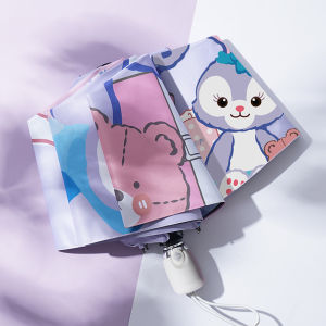 Childrens Automatic Umbrella Girls Foldable Sunshade UV Protection Rain And Sun Dual Use Black Glue Lightweight Compact