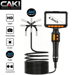 4.3-inch 5-inch Bi-Directional Borescope6.0mm Camera HD 1080P with LED Illumination for Automotive Repair Plumbing Inspection