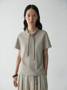 INSIS FEMME | 100% Cotton Summer Design Tie Neck T-Shirt