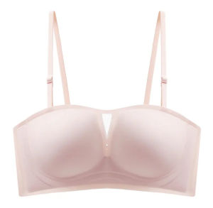 Suspended Soft Support Strapless Intimates Womens Fixed Cup Small Chest Push up Anti-Slip Tube Top Thin Not Empty Cup Bra