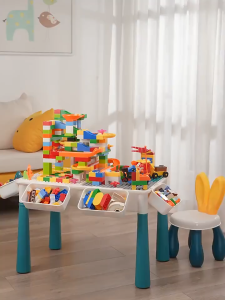 Bàn xếp hình bàn lắp ghép đa chức năng cao cấp nhiều chi tiết cho bé kèm ghế đồ chơi phát triển trí tuệ cho bé