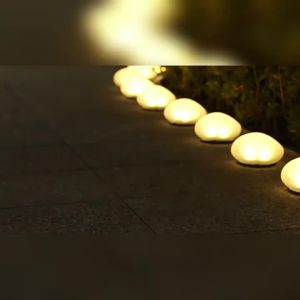 Solar Powered 4 LED Pebbles Lights Decorative Landscape Lighting Lamp for Gardens Lawns Paths Pools And Holiday Decorations