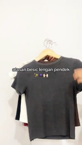 Kaos Knit Rib Crew Neck Atasan Wanita Lengan Pendek Street Kekinian