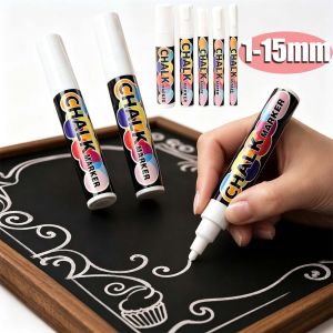 White Liquid Chalk Graffiti Erasable Advertising Fluorescent Board Pen Water-Soluble Dust-Free and No Dirty Hand Chalkboard Pen 1mm/3mm/6mm/10mm/15mm