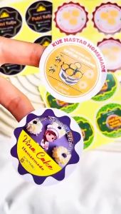 9-15 Buzz Gell Cetak Sticker Free Desain Custom Kue Kering Stiker Bulat Cookies Lebaran Uk.Besar