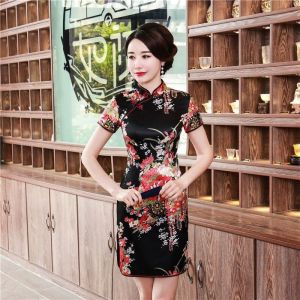 2022 All-Matching Spring and Summer Short Sleeve Cheongsam Mid Length Long Length Mid-Year Happiness Ladieswear Wedding Clothes Mother-in-Law Stroke Dress Women