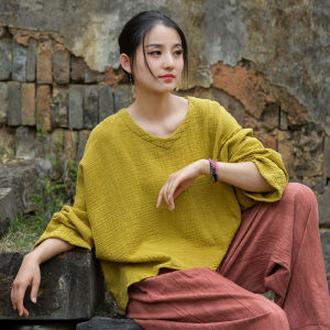 Retro Texture Bamboo Cotton Batwing T-Shirt