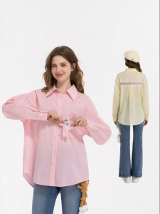 Cute Bear Simple Solid Color Sweet Casual Shirt