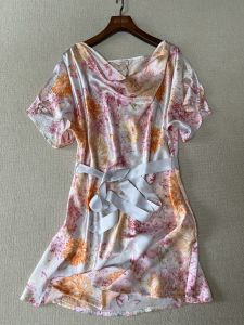 Elegant Summer Pearl Silk Satin Batwing Dress Shoulder Bared High Waist A-Line Home Dress Can Be Worn outside Elegant Atmosphere