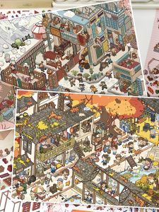 Ancient Village Scenery Sticker Large