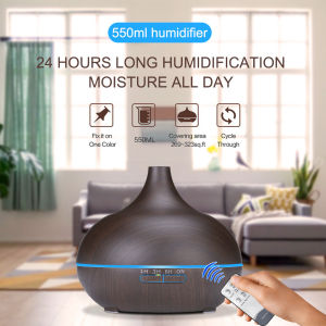 550ML 7LED Wood Grain Ultrasonic Humidifier With Essential Oil Aromatherapy Diffuser For Room Air Purifier Night Light
