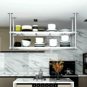 YOYO Stainless Steel Commercial Hanging Shelf | 1/2/3-tier Ceiling-mounted Storage Rack | Hanging Pot & Pan Storage Shelf | Restaurant Kitchen Shelf