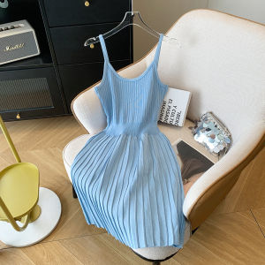 Ielgy phong cách Hàn Quốc thời trang cao eo Đầm yếm cho phụ nữ với một dòng Silhouette