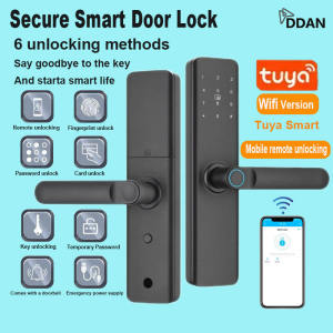 DDAN Smart door lock Main door Tuya APP  Wood doors Door safety lock Smart door knob Remote unlocking WIFI/Password/Fingerprint/ic card/Key Smart lock fit right & left Digital door lock Gate smart lock for home hotel rental house ﻿