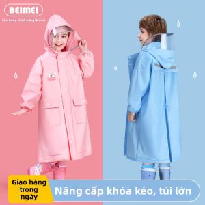 Thickened Children School Raincoat Backpack Position