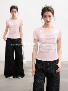 BAIDAIFEI | Slim Fit Short Sleeve Women T-Shirt Small Puff Sleeves