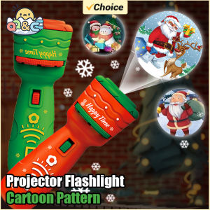 Childrens Christmas Projector Flashlight Cognitive Lighting Cartoon Pattern Fun Picture Projector Early Education Toys for Kids