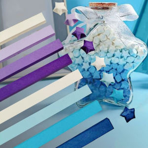 Modern Minimalist Lucky Star Paper Folding Wish Bottle Glass Jar Five-Pointed Star Decorative Container Valentines Day Gift