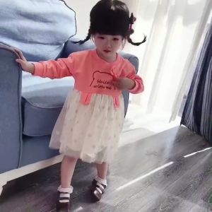 DRESS ANAK PEREMPUAN USIA 1-4 TAHUN KODE G-11 DRESS TUTU HELLO WITH ME BAJU ANAK PEREMPUAN LENGAN PANJANG GAUN ANAK CEWEK KOREA LUCU IMPORT DRESS KIDS DRESS BAYI BAJU BAYI LUCU