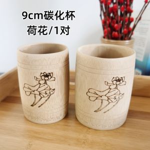Natural Bamboo Cup Drinking Water Rice Cans Carbonized Unpainted Bamboo Cup Bamboo Pipe Tea Cup Drop-Resistant Bamboo Cup Tea Set Bamboo Products