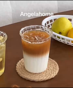 【SG Stock】🔥 420ML Vintage Vertical Striped Transparent High Borosilicate glass Single-Layer Glass Cup