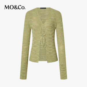 MO&Co. | Translucent Knit Cardigan Cotton Hemp