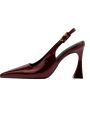 Sexy Red High Heels Women's Sandals Cover Head Pointed Toe PU Leather Fashionable Flat Heel Casual Style for Young Women. 