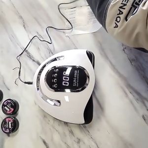 SUN X10 220 วัตต์ ไฟ LED 66 ดวง ทาสีเจล 66 ชิ้น LED ลูกปัดเครื่องเป่าเล็บหลอดไฟ LED UV บ่มเจลโปแลนด์สหภาพยุโรปปลั๊กหน้าจอ LCD สมาร์ทเซ็นเซอร์มืออาชีพดูแลเล็บ