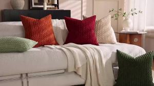 Boho Farmhouse Sage Green Throw Pillow Covers 45x45CM Mordern Nordic Cushion Covers Soft Corduroy Christmas Home Decor for Couch