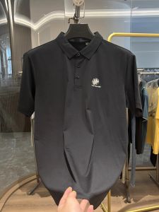 Dongjia Cool Feeling Ice Silk Casual Polo Shirt Mens Short Sleeve Turn-down Collar Breathable Black Summer Fashion City Style