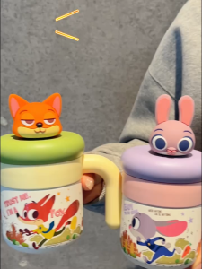 Cốc nước đủ hình phiên bản (Judy/Stitch/Nick) thép không gỉ 550ml cách nhiệt tốt fullbox
