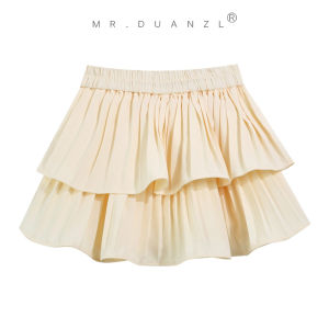 Elegant White Half-length Cake Skirt for Women Spring 2024 New Style High Waist Pleated Short Dress Perfect for Birthday Parties
